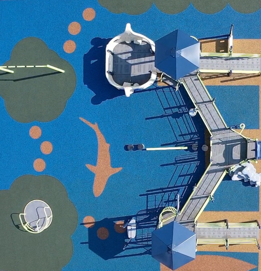 Ocean themed design in poured-in-place surfacing